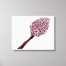 illustratie van de waterverf roze kersenbloesems canvas afdruk