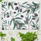 Illustratie van de Waterverf Rustic Black Olive Theedoek (Gevouwen)