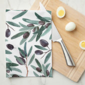 Illustratie van de Waterverf Rustic Black Olive Theedoek (Quarter Fold)