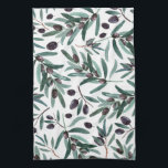 Illustratie van de Waterverf Rustic Black Olive  Theedoek<br><div class="desc">Prachtige waterverf bijtende olijfillustratie</div>