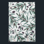 Illustratie van de Waterverf Rustic Black Olive  Theedoek<br><div class="desc">Prachtige waterverf bijtende olijfillustratie</div>
