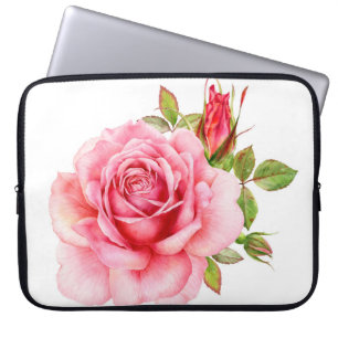 illustratie van de waterverf van een roze roze roz laptop sleeve