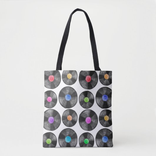 illustratie van de waterverf van een vinyllp-retro tote bag (Voorkant)