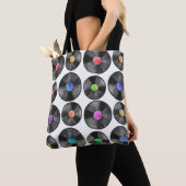 illustratie van de waterverf van een vinyllp-retro tote bag (Dichtbij)