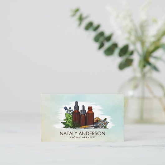 Illustratie van de Waterverf voor aromatische olië Visitekaartje (Staand voorkant)