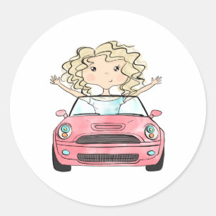 Illustratie van de wegreis ronde sticker