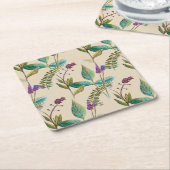 Illustratie van de wilde bloem op droogkasters kartonnen onderzetters (Schuin)