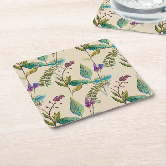 Illustratie van de wilde bloem op droogkasters kartonnen onderzetters (Schuin)