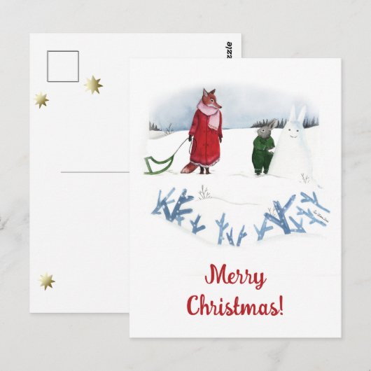 Illustratie van de winter van de winter van de win briefkaart (Voorkant / Achterkant)