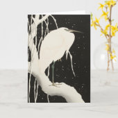  illustratie van de witte heronvogel sneeuwwinter kaart (Gele Bloem)