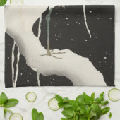 illustratie van de witte heronvogel sneeuwwinter theedoek (Gevouwen)