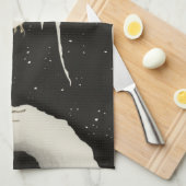 illustratie van de witte heronvogel sneeuwwinter theedoek (Quarter Fold)