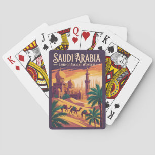 Illustratie van de woestijn van Saudi-Arabië Reis Pokerkaarten