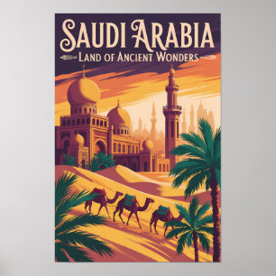 Illustratie van de woestijn van Saudi-Arabië Reis  Poster