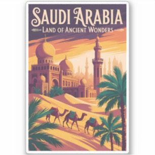 Illustratie van de woestijn van Saudi-Arabië Reis  Sticker