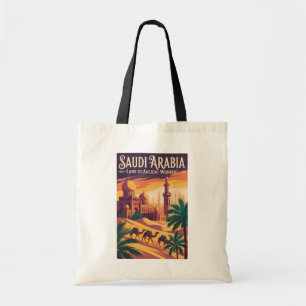 Illustratie van de woestijn van Saudi-Arabië Reis Tote Bag