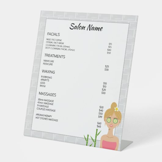 Illustratie van de Woman van de Blonde - het Menu  Reclamebord Met Voetstuk (Voorkant)