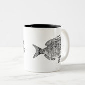  illustratie van de zeescheepvaart tweekleurige koffiemok (Voorkant rechts)