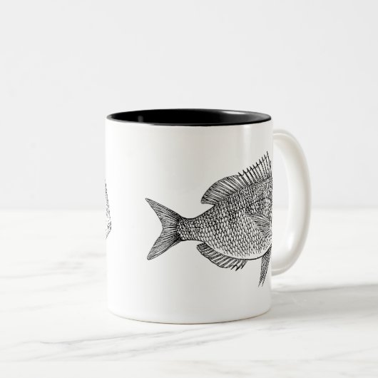  illustratie van de zeescheepvaart tweekleurige koffiemok (Voorkant rechts)