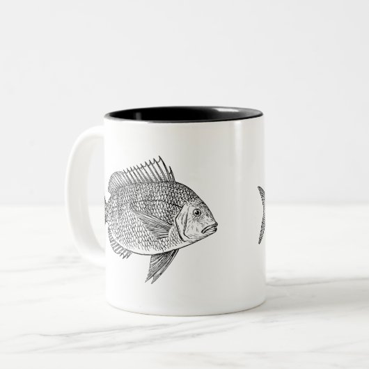  illustratie van de zeescheepvaart tweekleurige koffiemok (Voorkant links)