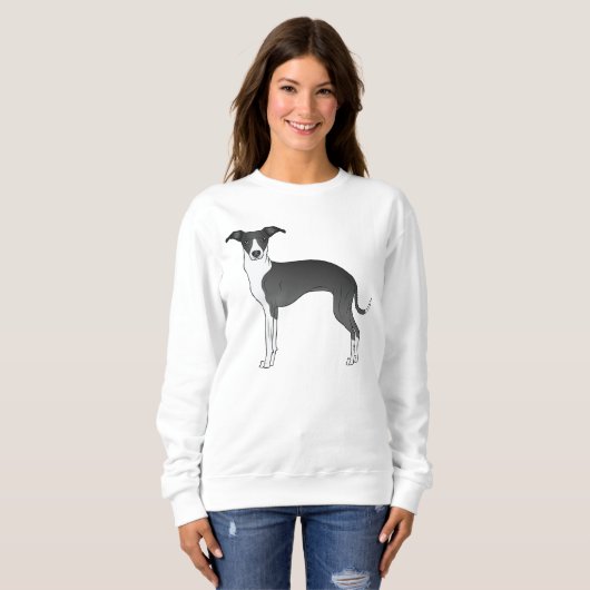 Illustratie van de zwarte en witte Italiaanse wind Trui (Voorkant volledig)