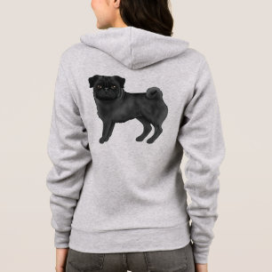 Illustratie van de zwarte jas kleur Pug Mops honde Hoodie