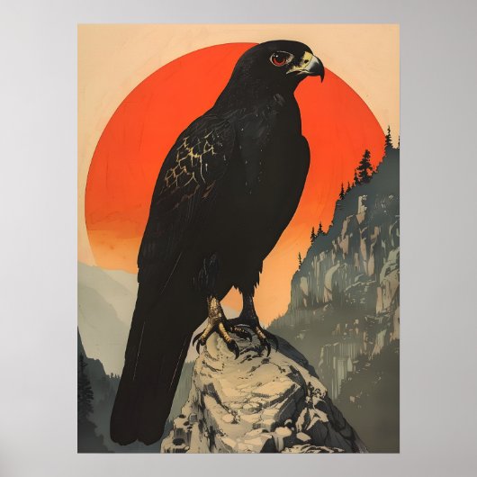  illustratie van de zwarte valk poster (Voorkant)