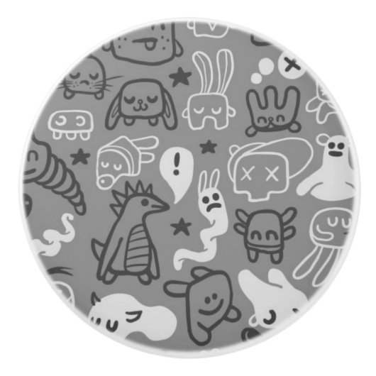 illustratie van doedels keramische knop (Voorkant)