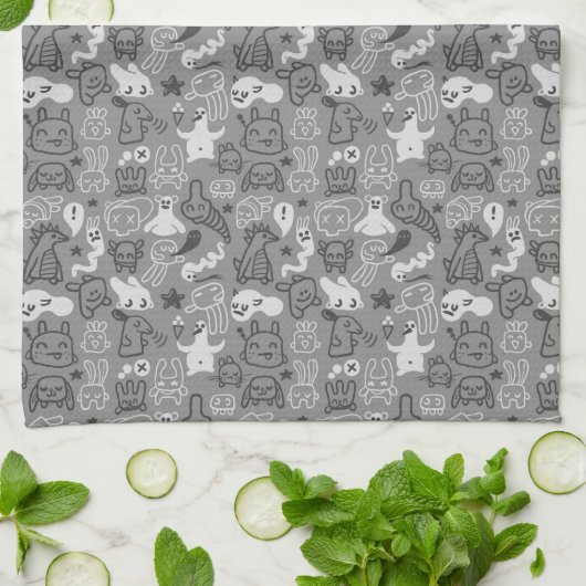 illustratie van doedels theedoek (Gevouwen)