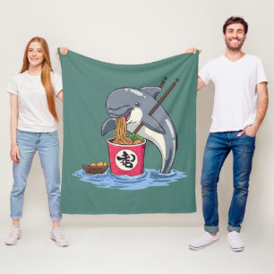 Illustratie van dolfijn die ramen eet fleece deken