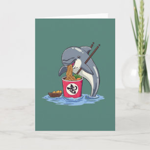 Illustratie van dolfijn die ramen eet kaart