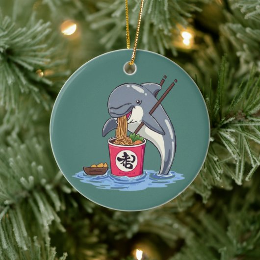 Illustratie van dolfijn die ramen eet keramisch ornament (Boom)