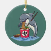 Illustratie van dolfijn die ramen eet keramisch ornament (Voorkant)