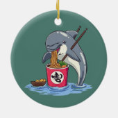 Illustratie van dolfijn die ramen eet keramisch ornament (Achterkant)
