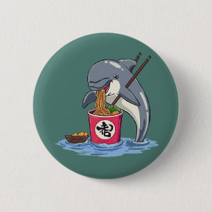 Illustratie van dolfijn die ramen eet ronde button 5,7 cm