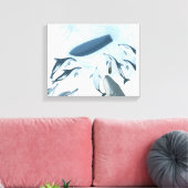 Illustratie van dolfijnen die naar een boot kijken canvas afdruk (Insitu (Woonkamer))
