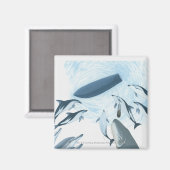 Illustratie van dolfijnen die naar een boot kijken magneet (Voorkant / Achterkant)