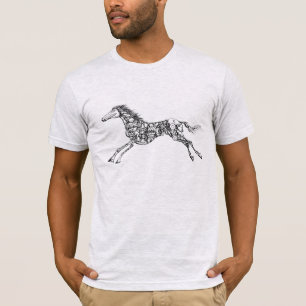  illustratie van draaiende mechanica voor paarden t-shirt