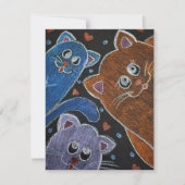 Illustratie van drie katten notitiekaartje (Voorkant)