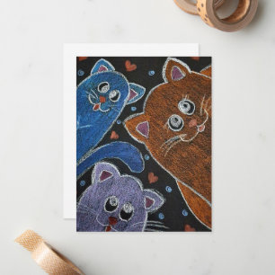 Illustratie van drie katten notitiekaartje