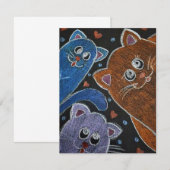 Illustratie van drie katten notitiekaartje (Voorkant / Achterkant)