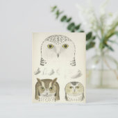 illustratie van drie uilen briefkaart (Staand voorkant)