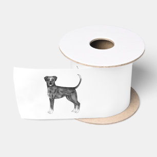 Illustratie van Duitse Boxerhond in zwart-wit Satijnen Lint