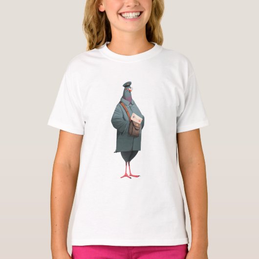 Illustratie van duivenpostbode karakter t-shirt (Voorkant)