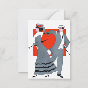 Illustratie van Edwardiaans Valentijnskoppel  Notitiekaartje