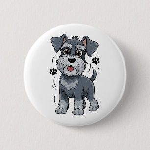 Illustratie van een aandoenlijke Schnauzer-pup met Ronde Button 5,7 Cm