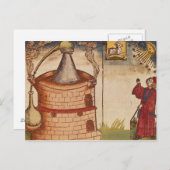 Illustratie van een alchemicus op het werk briefkaart (Voorkant / Achterkant)