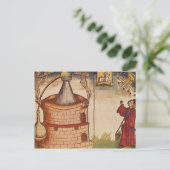 Illustratie van een alchemicus op het werk briefkaart (Staand voorkant)