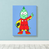 Illustratie van een Allosaurus autocoureur. Canvas Afdruk (Insitu (Houten vloer))