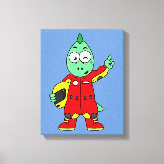 Illustratie van een Allosaurus autocoureur. Canvas Afdruk (Voorkant)